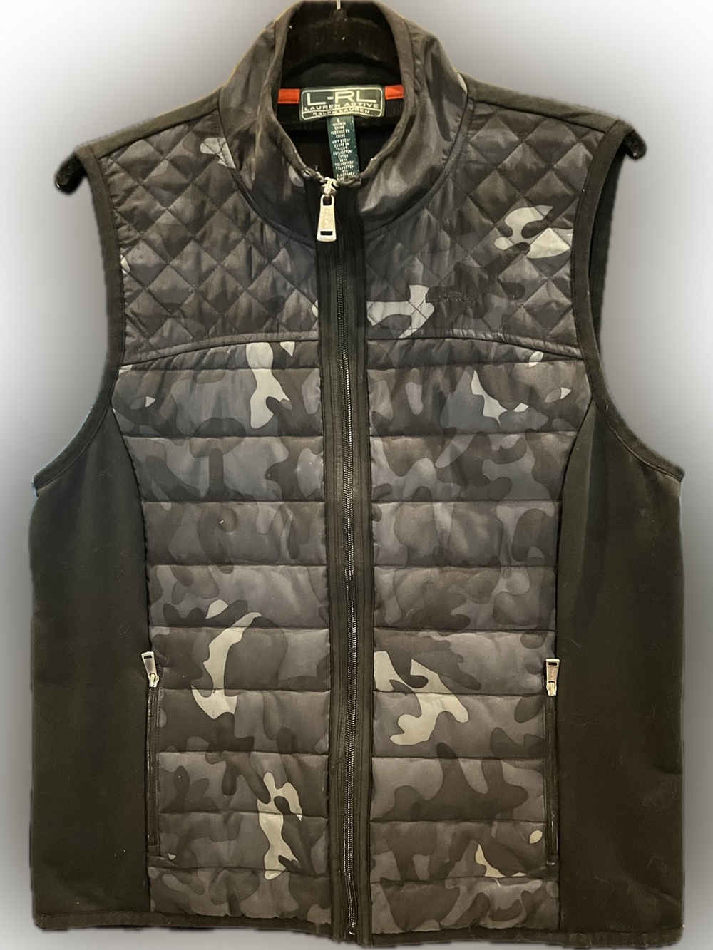 Lauren Ralph Lauren Black & Gray Camo Quilted Vest